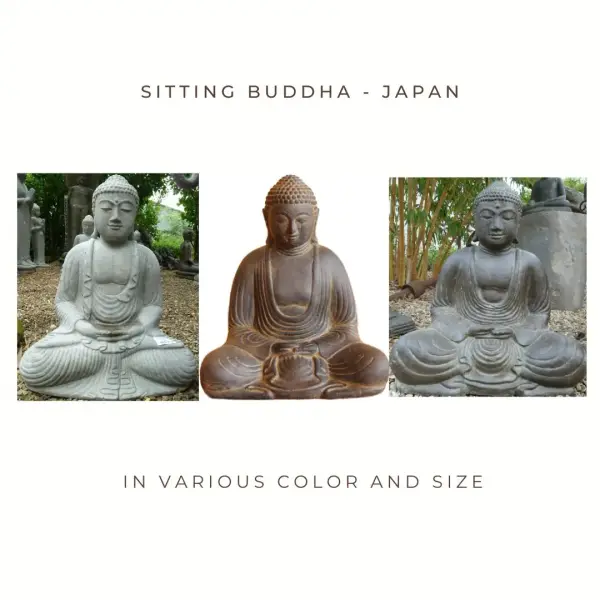 Product image 1 of the product “Buddha Japan - sitting, cast stone, in the sizes from 30cm to 80cm. Natural, Antique finish, Antique finish light ”
